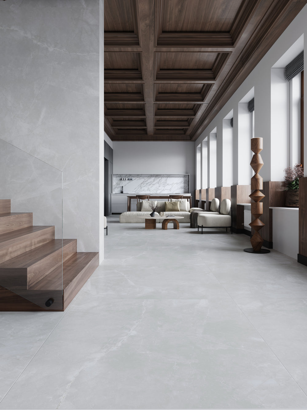 Carrelage sol / mur effet marbre AMANI GRIS l.120 x L.120 cm Brillant LIMCARO