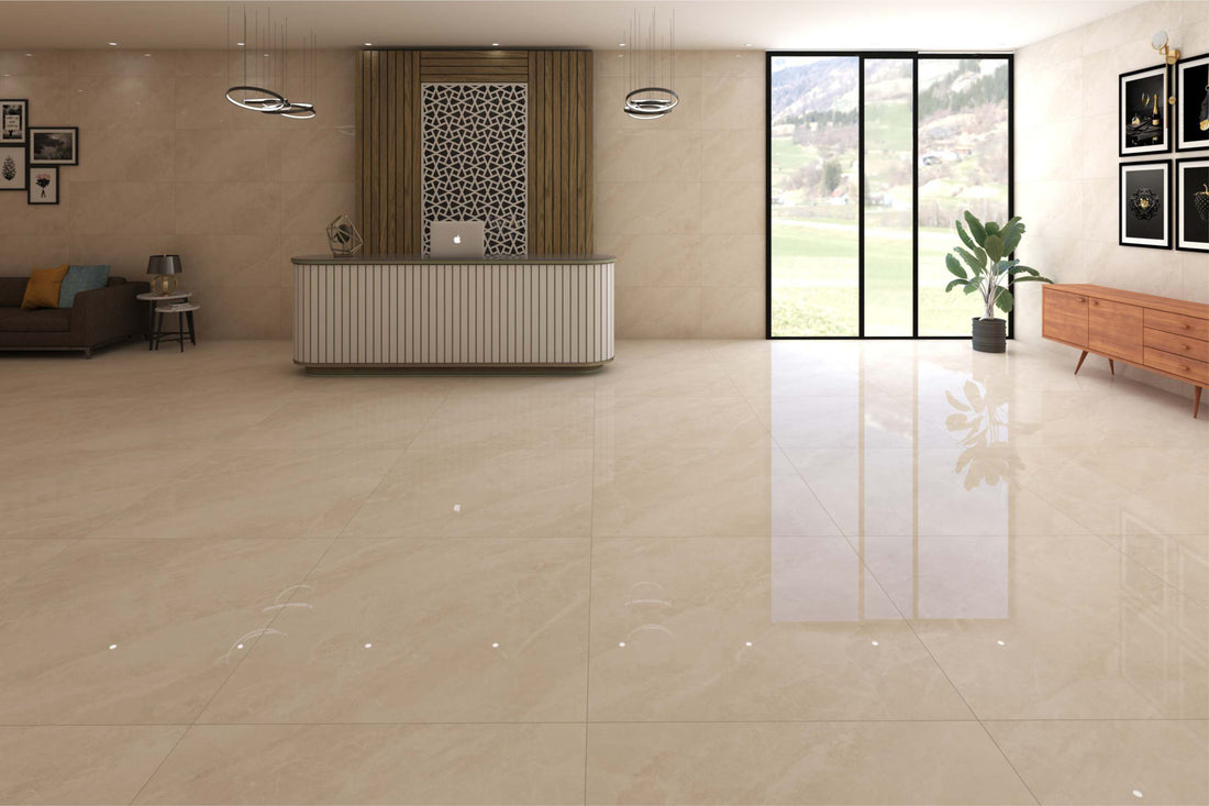 Carrelage sol / mur effet marbre ATLANTIC SAND l.60 x L.120 cm Brillant LIMCARO