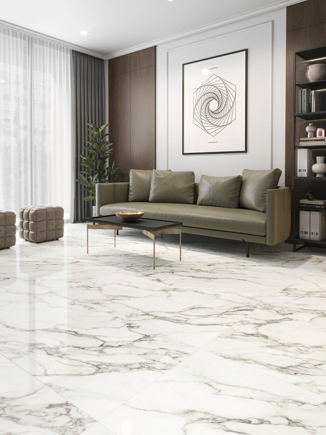Carrelage sol / mur effet marbre OBRANO l.60X L.120 cm GLOSSY LIMCARO