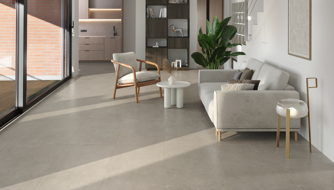 Carrelage sol / mur effet béton FABBRICA BEIGE l.60 x L.120 cm Mat LIMCARO