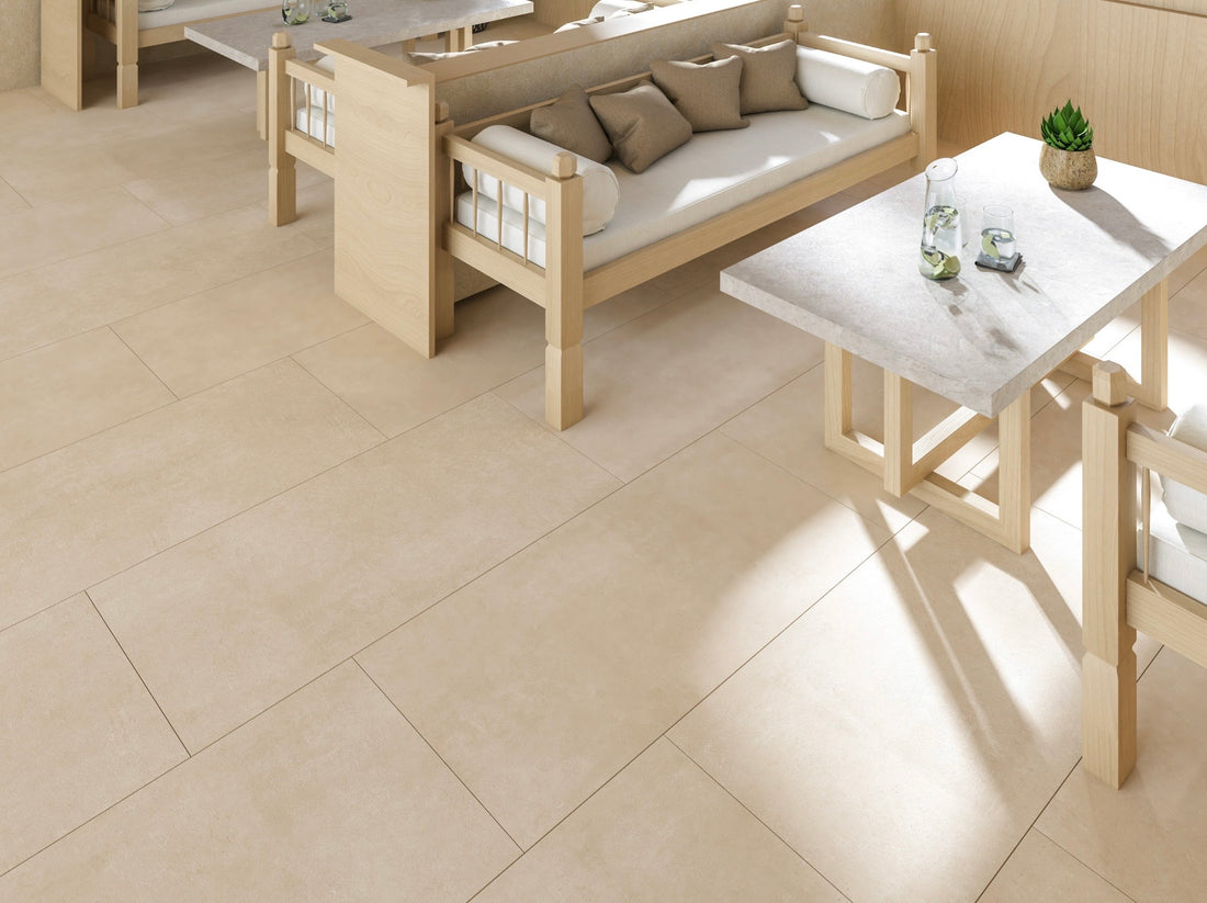 Carrelage sol / mur effet pierre-béton naturel ARK IVORY l.60 x L.120 cm Mat LIMCARO
