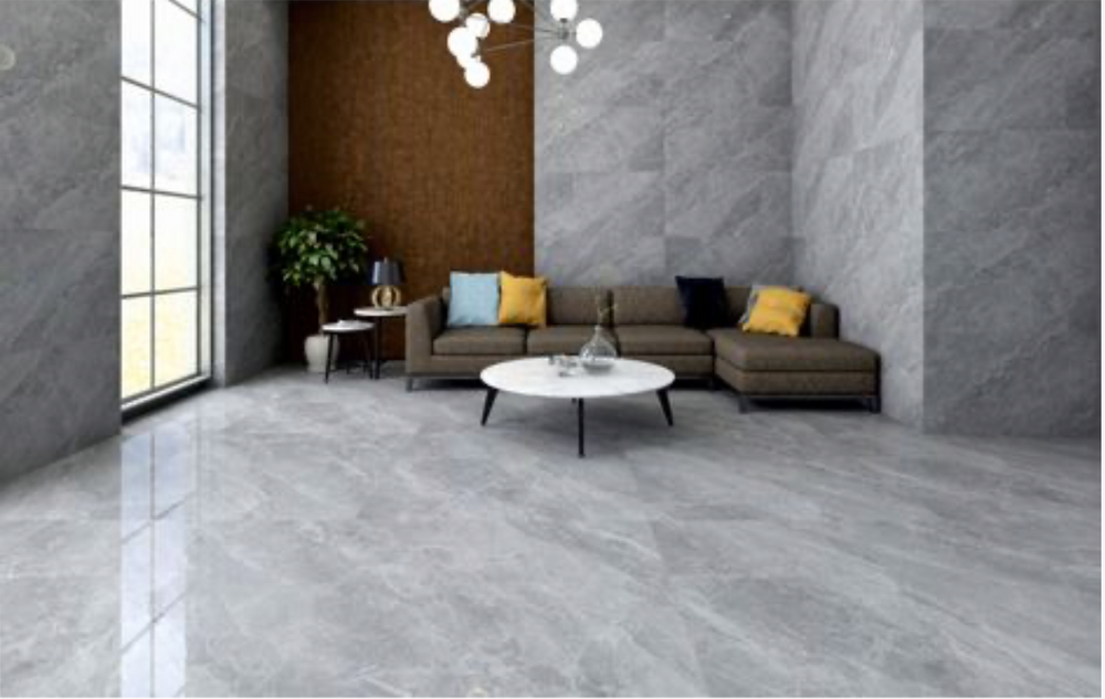 Carrelage sol / mur effet marbre ATLANTIC GRAPHITE l.60 x L.120 cm Brillant LIMCARO