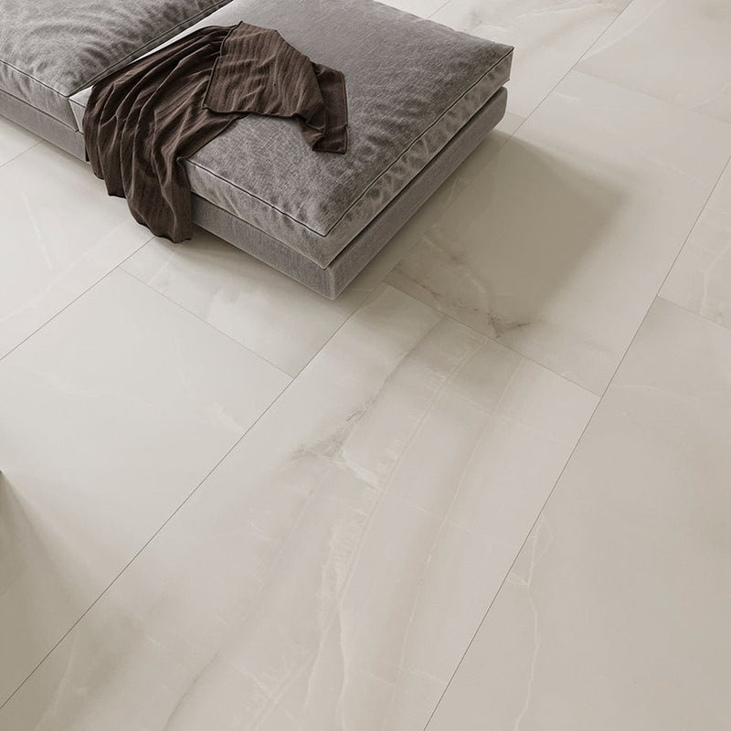 Carrelage sol / mur effet marbre blanc MIA YENI l.60 x L.120 cm Full Lappato LIMCARO (paquet de 2.16 m2) - LIMCARO FRANCE