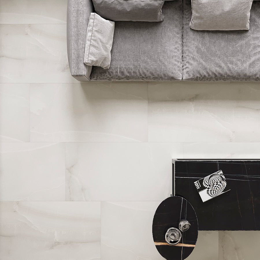 Carrelage sol / mur effet marbre blanc MIA YENI l.60 x L.120 cm Full Lappato LIMCARO (paquet de 2.16 m2) - LIMCARO FRANCE