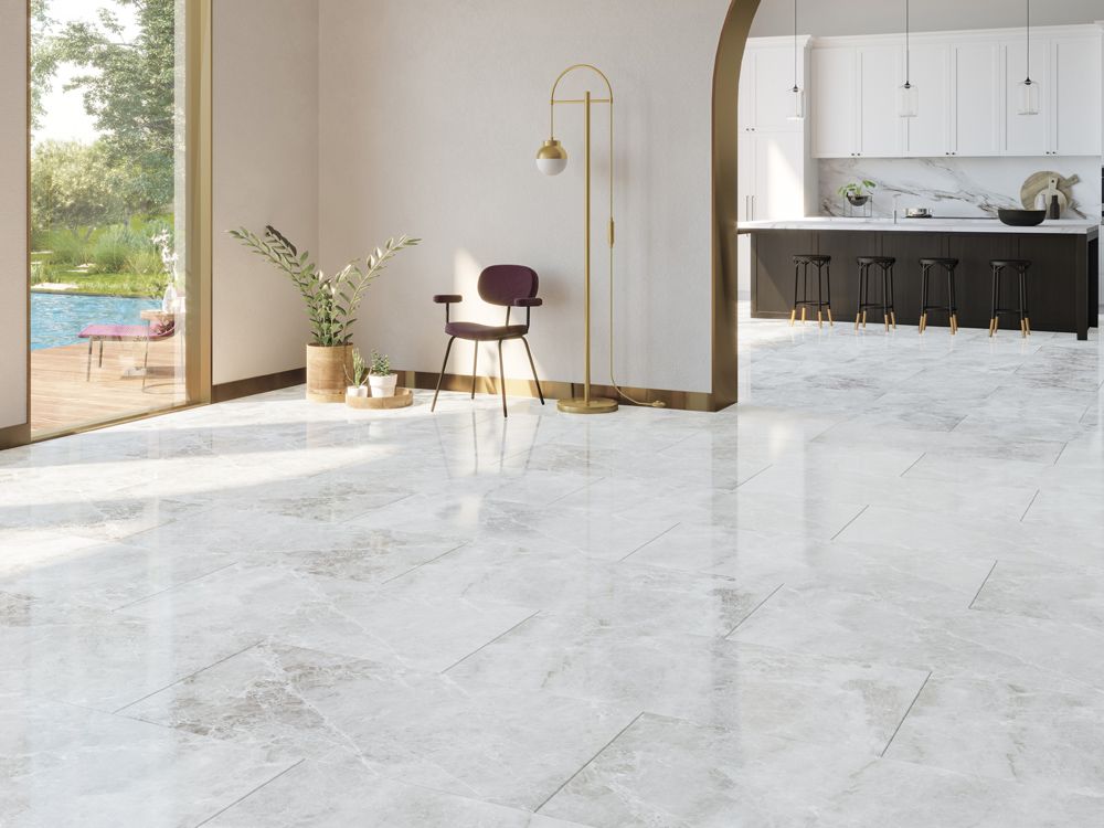 Carrelage sol / mur effet marbre blanc VANYA l.60 x L.120 cm Full Lappato LIMCARO (paquet de 2.16 m2) - LIMCARO FRANCE