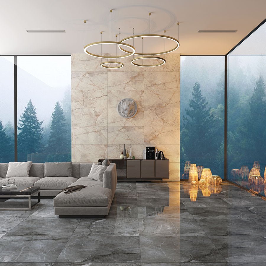 Carrelage sol / mur effet marbre gris ROOT SILVER l.60 x L.120 cm Full Lappato LIMCARO (paquet de 2.16 m2) - LIMCARO FRANCE