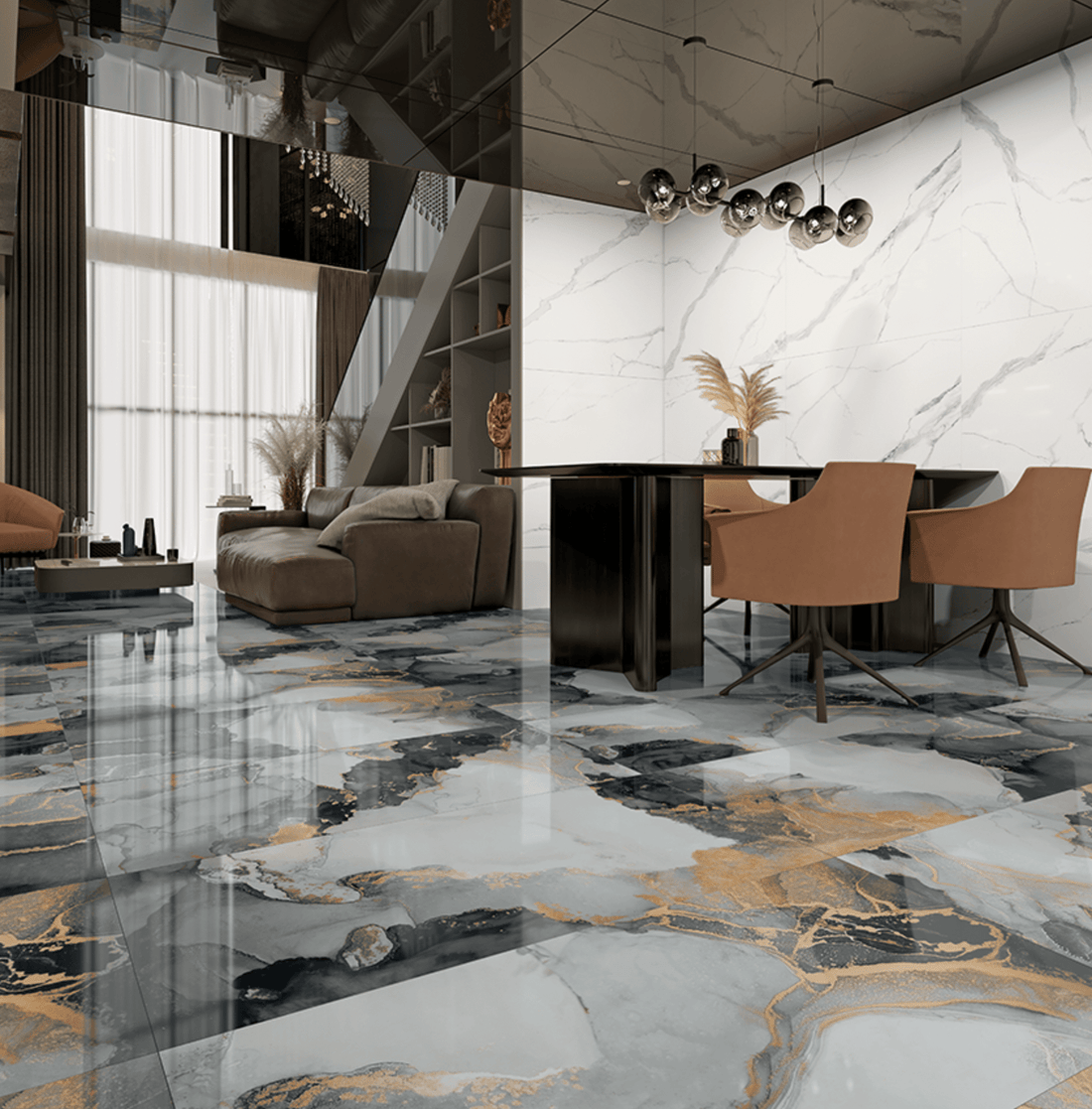 Carrelage sol / mur effet marbre JOYA l.60 x L.120 cm Full Lappato LIMCARO - LIMCARO FRANCE