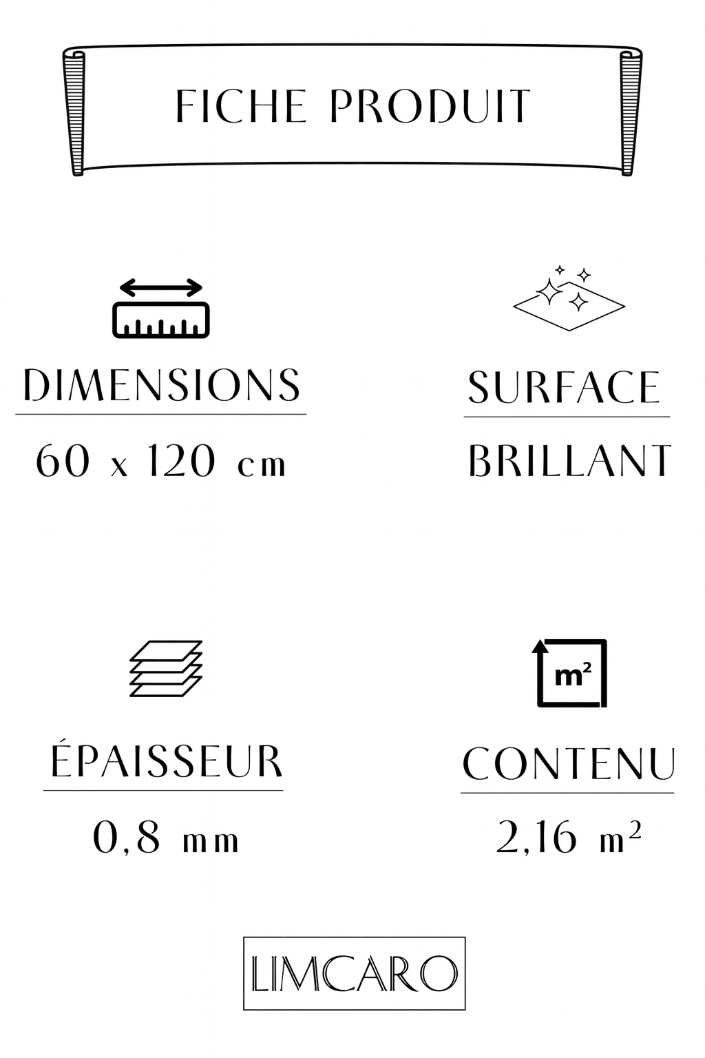 Carrelage sol / mur effet marbre OBRANO l.60X L.120 cm GLOSSY LIMCARO - LIMCARO FRANCE