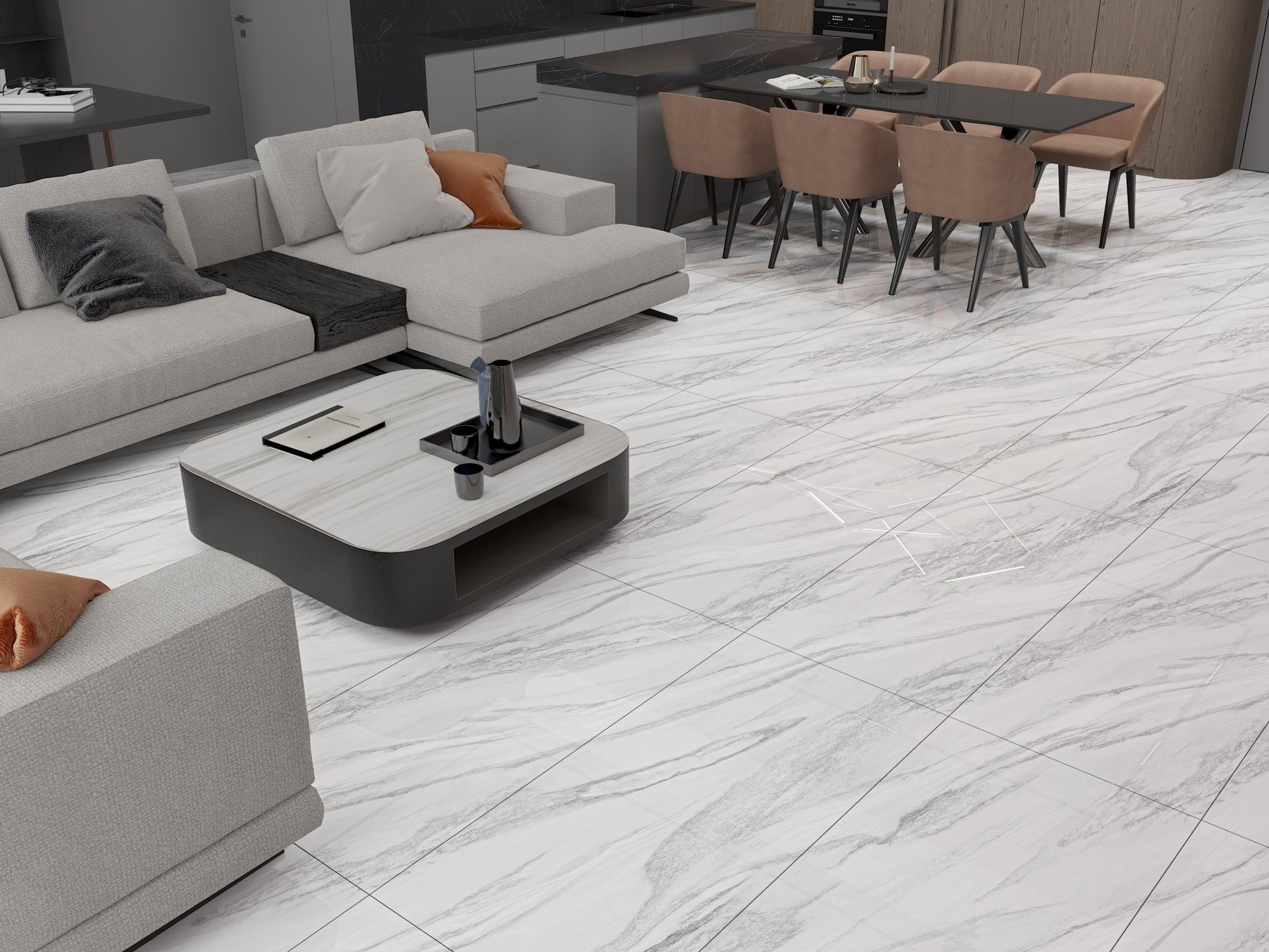 Carrelage sol / mur effet SHADOW GREY l.60X L.120 cm Glossy LIMCARO - LIMCARO FRANCE