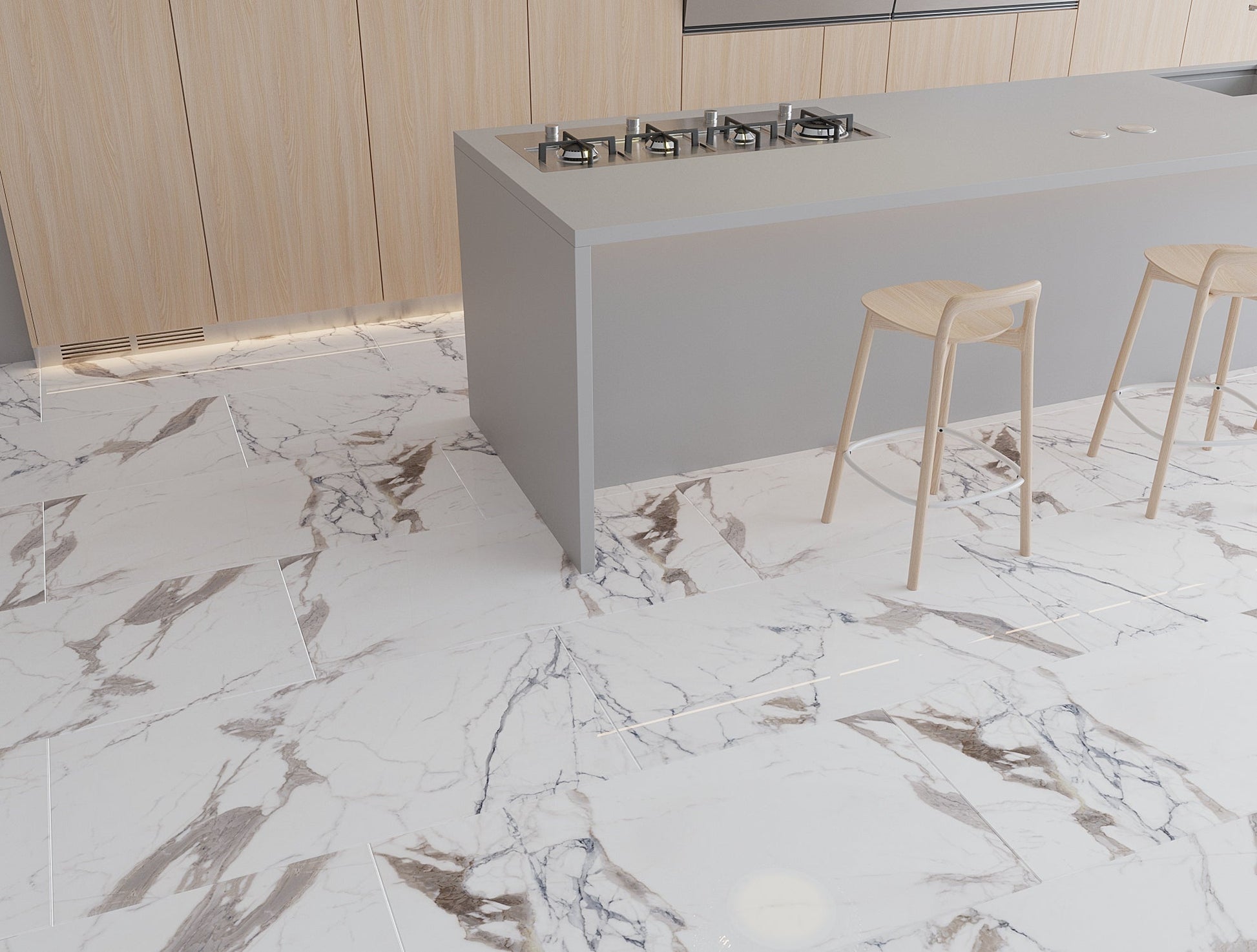 Carrelage sol/mur effet marbre Full Lappato PAONAZZO BRILLANT l.60 x L.120 x 0,7 cm LIMCARO (paquet de 2.16 m2) - LIMCARO FRANCE