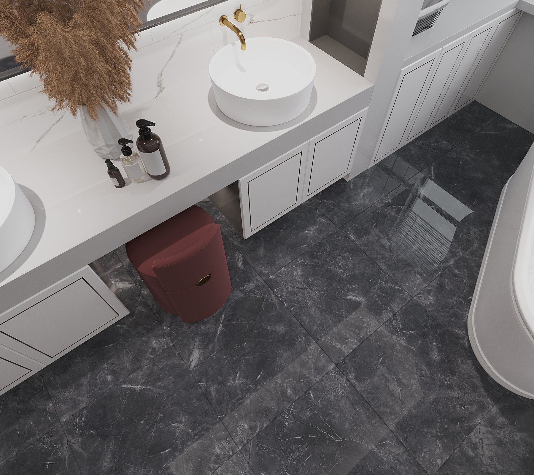 Carrelage sol/mur effet marbre Full Lappato PULPIS NERO l.60 x L.120 x 0,7 cm LIMCARO(paquet de 2.16 m2) - LIMCARO FRANCE