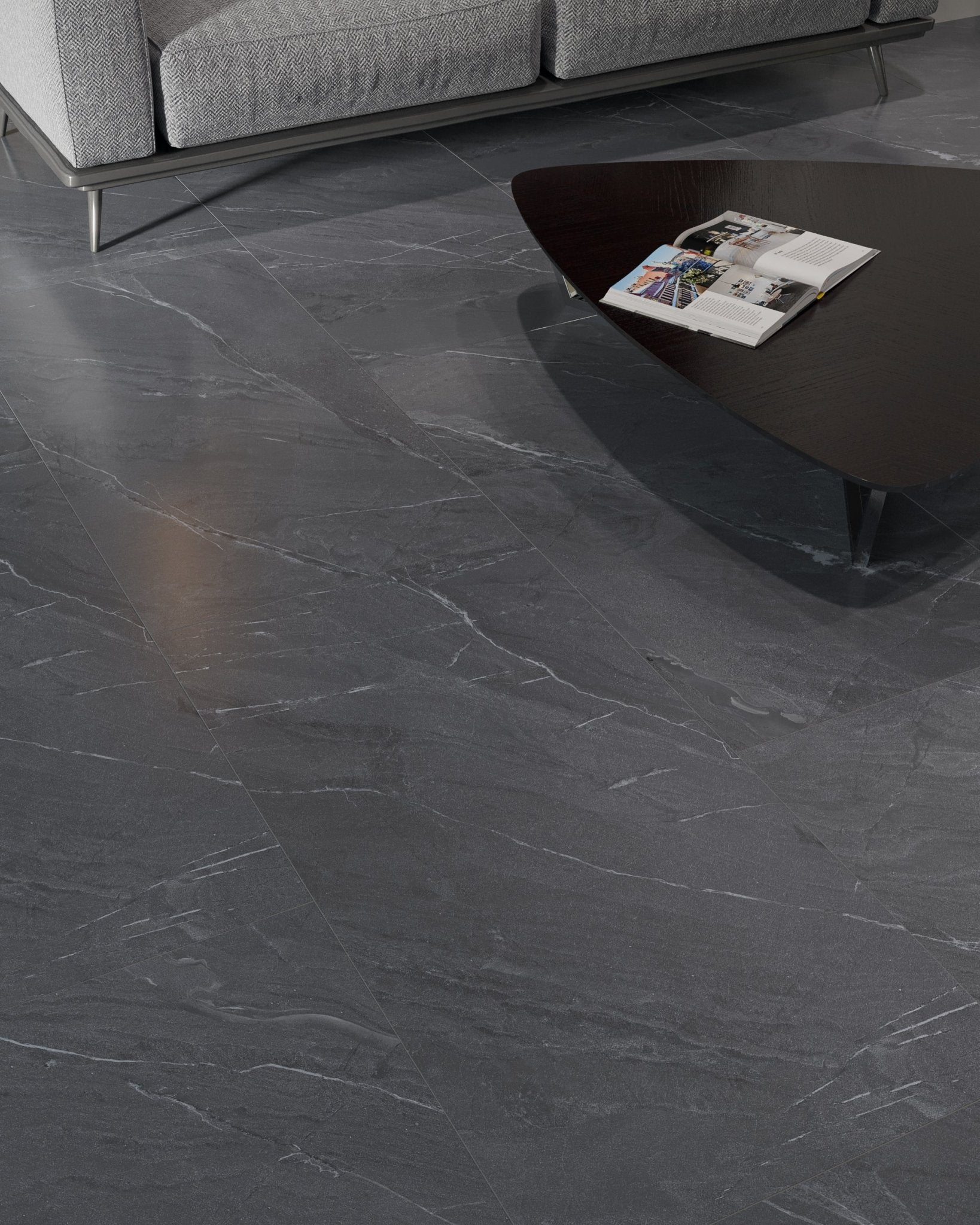 Carrelage sol/mur effet marbre Mat LAGOM ANTHRACITE l.60 x L.120 x 0,7 cm LIMCARO (paquet de 2.16 m2) - LIMCARO FRANCE