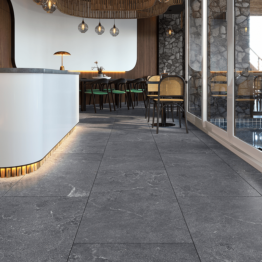 Carrelage sol/mur effet pierre SALUS ANTHRACITE MAT L.120 x l.60cm - LIMCARO FRANCE