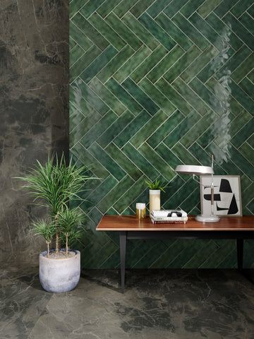Carrelage mur intérieur effet zellige JULIET VERT l.7,5 x L.30 cm Brillant LIMCARO
