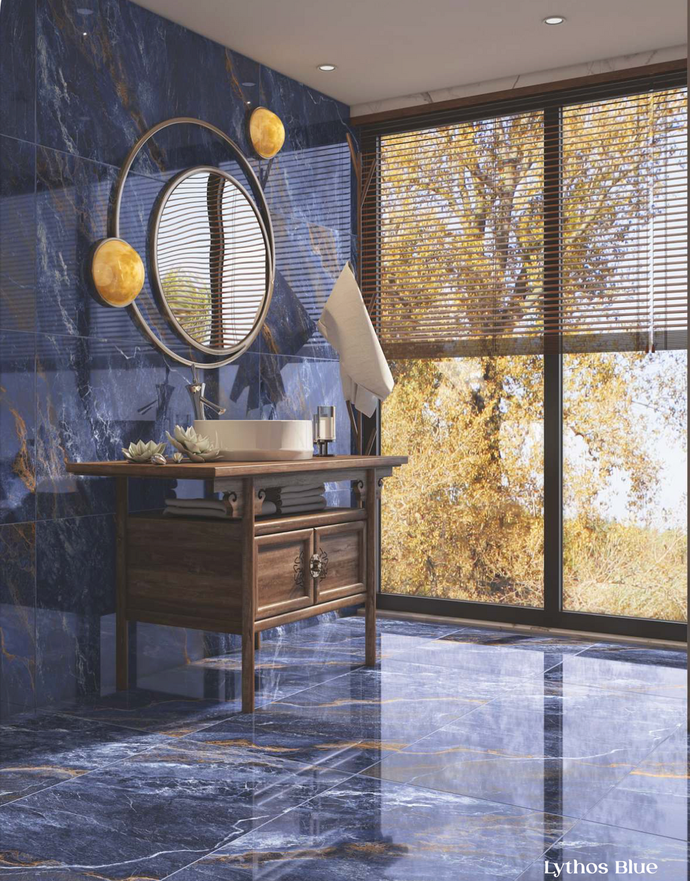 Carrelage sol / mur effet marbre LYTHOS BLUE l.60 x L.120 cm Brillant LIMCARO