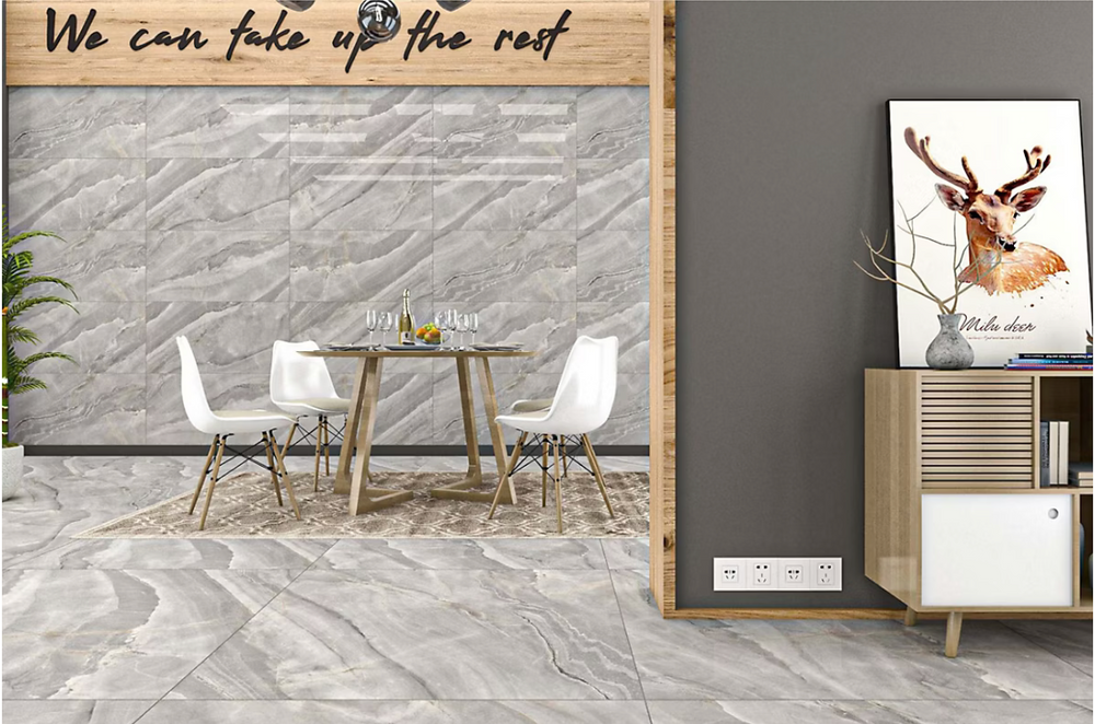 Carrelage sol / mur effet marbre MARVEL GREY l.60 x L.120 cm Mat LIMCARO