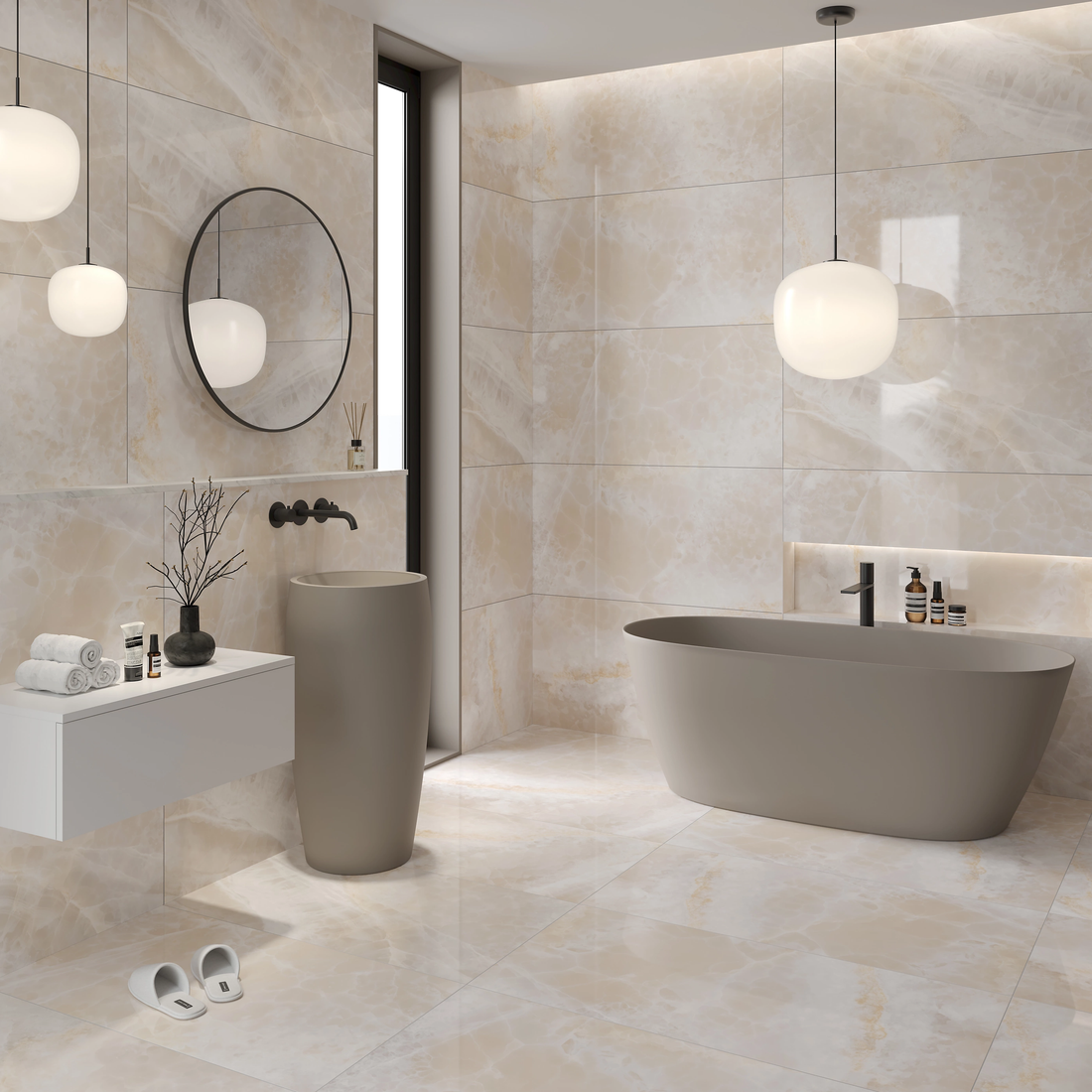 Carrelage sol / mur effet marbre  ONYX SUNRISE l.60 x L.120 cm Brillant LIMCARO