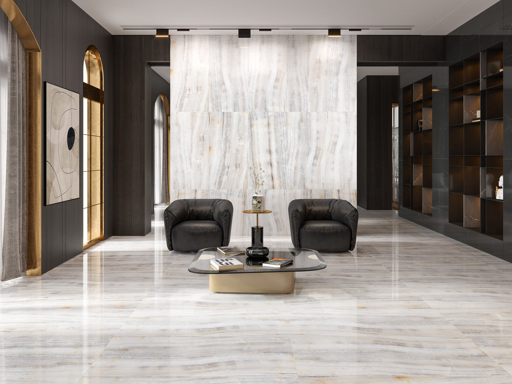 Carrelage sol / mur effet onyx ONYX RAINBOW CLAIR l.60 x L.120 cm Brillant LIMCARO
