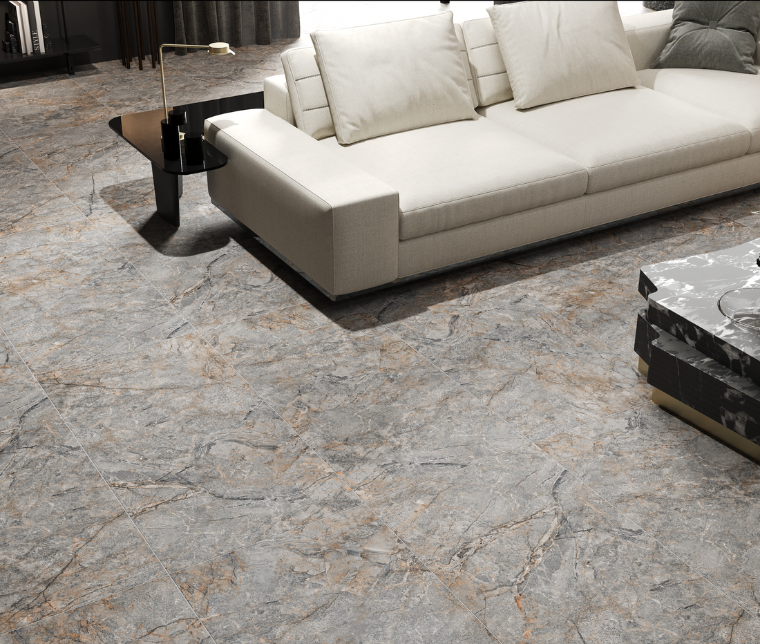 Carrelage sol / mur effet marbre PETRAVIA GREY l.60X L.120 cm MAT LIMCARO