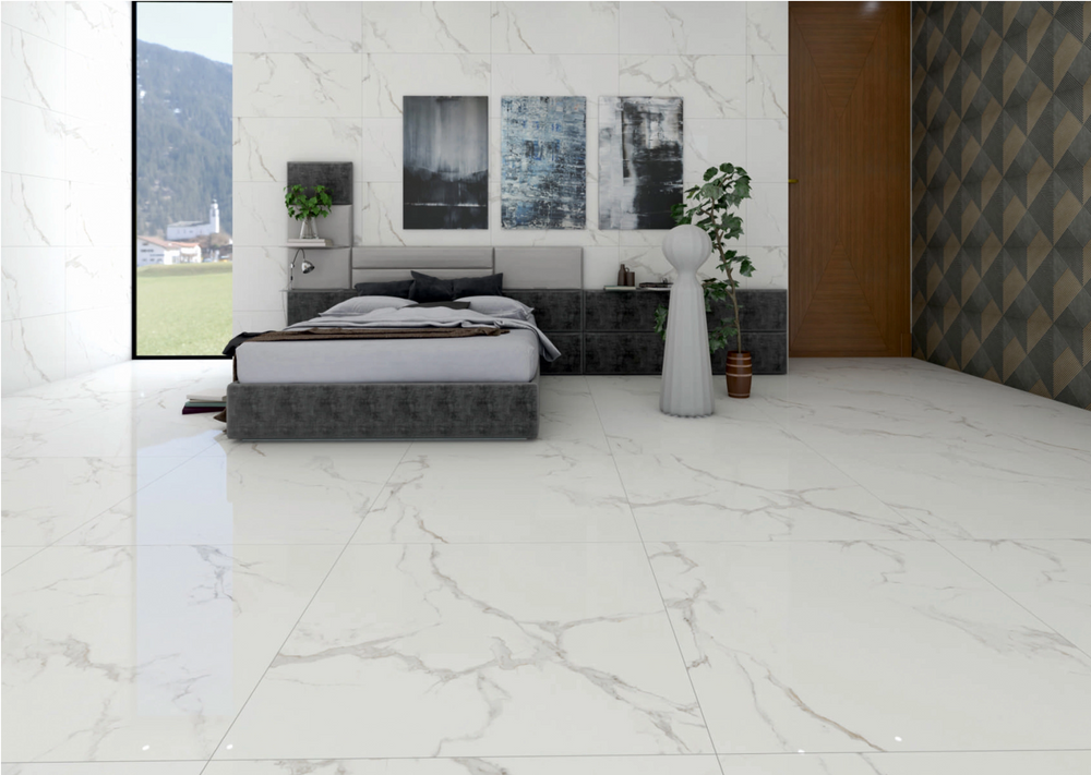 Carrelage sol / mur effet marbre ROME STATUARIO l.60 x L.120 cm  Brillant LIMCARO
