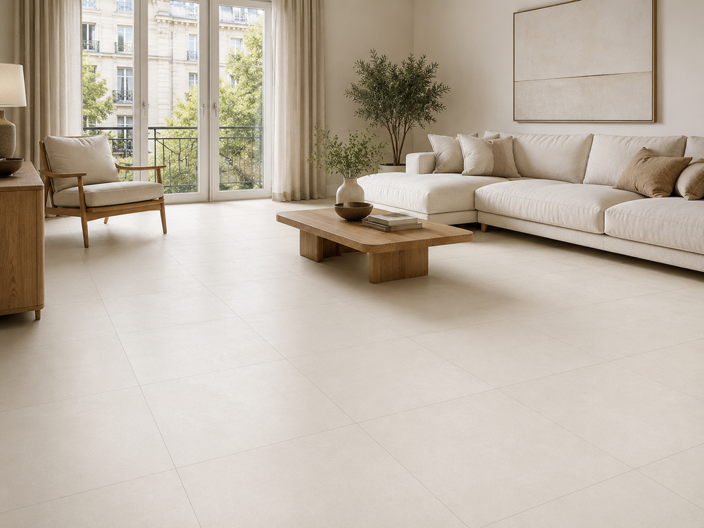 Carrelage sol / mur effet pierre SOFT WHITE l.60 x L.60 cm Mat LIMCARO